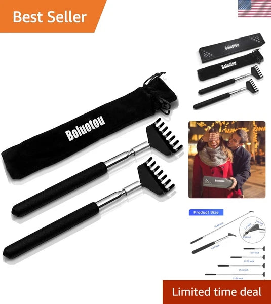 Luxury 2 Pack Extendable Back Scratchers with Soft Rubber Handle - Ideal Gift