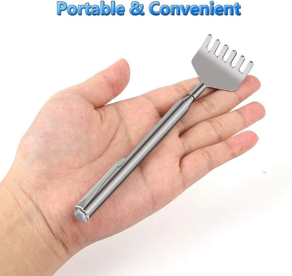 Extendable Back Scratcher for Men 3 Pack Portable Telescopic Metal Silver