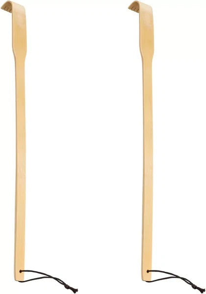 RENOOK Back Scratcher, 2 Pieces 16.5" Natural Strong Sturdy Bamboo