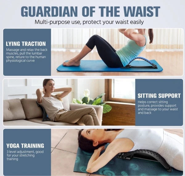 Multi - level back stretching device, three adujustable levels