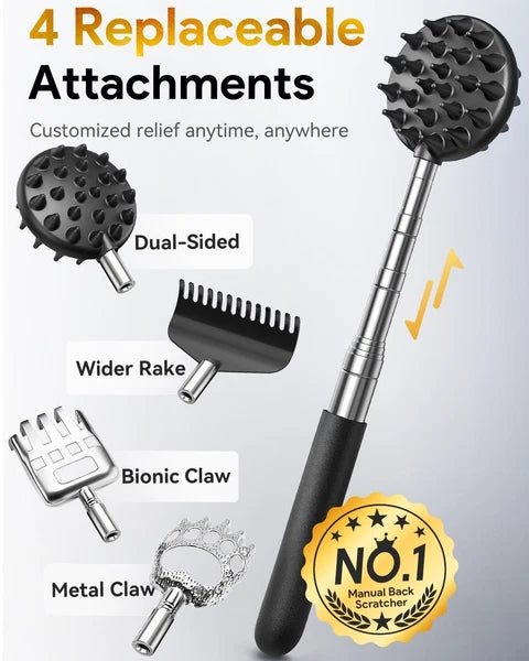 Telescoping Back Scratcher with 4Pcs Detachable Scratching Heads, Fathers Day...
