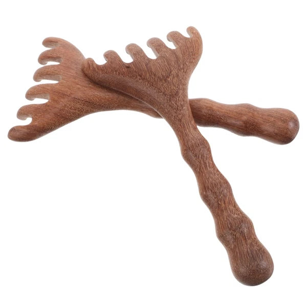 2pcs Wooden Head Massager Comb Wide Tooth Tool Wood Hair Scratcher
