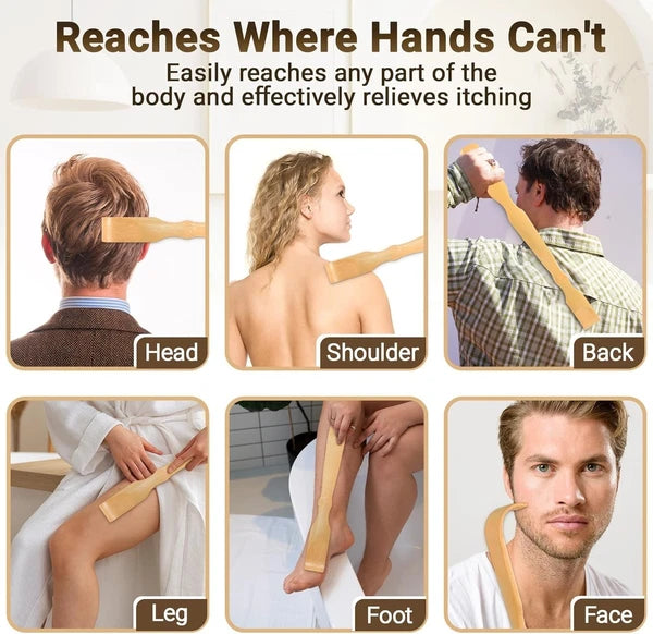 Luxury Handmade Bamboo Back Massager - 17" Relaxation Tool for Men and Women