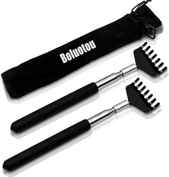 Luxury 2 Pack Extendable Back Scratchers with Soft Rubber Handle - Ideal Gift