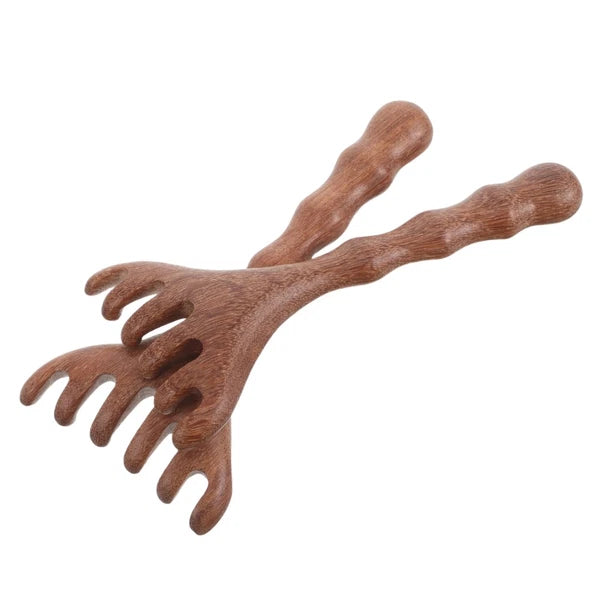 2pcs Wooden Head Massager Comb Wide Tooth Tool Wood Hair Scratcher
