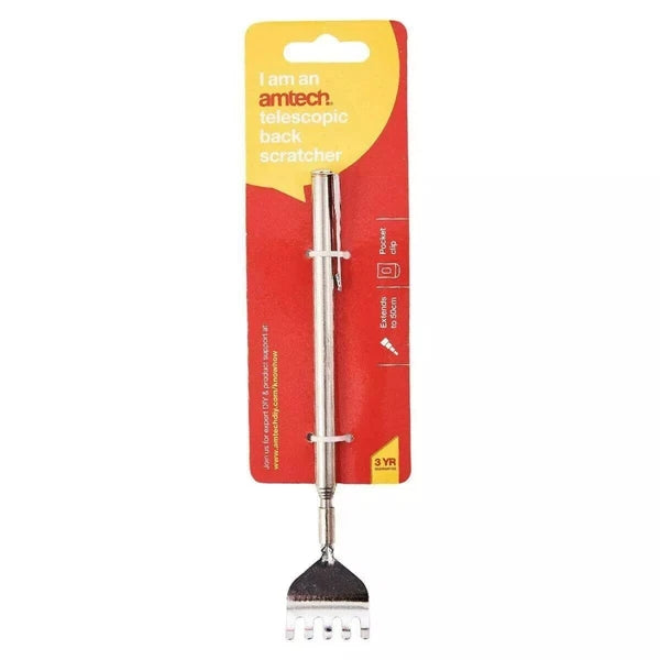 Pocket Clip Back Scratcher Telescopic Extendable Metal Handy Gift Itching Aid
