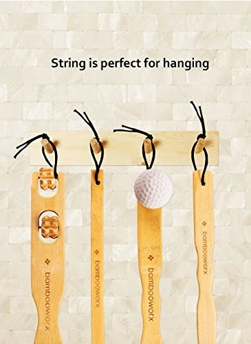 4x Rascadores de espalda de bambú con mango largo para aliviar la picazón