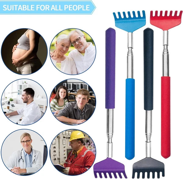 4Pcs Portable Extendable Back Scratcher,Telescoping Red Blue Purple Black