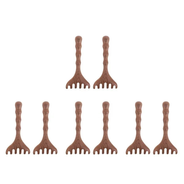 8 pcs Wide Tooth Head Massager Comb Wooden Gua Sha Tool Wood Hair Scratcher