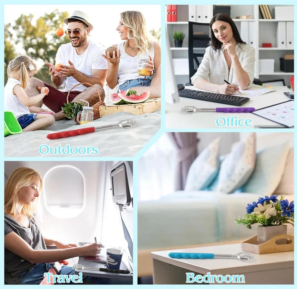 4x Back Scratcher Metal Extendable Claw Portable Bear Rake Telescopic Handle