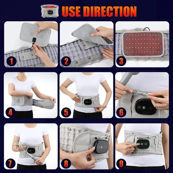 Inflatable Waist Heat Massager, Back Airbag Support Belt, Lumbar Protect Brace