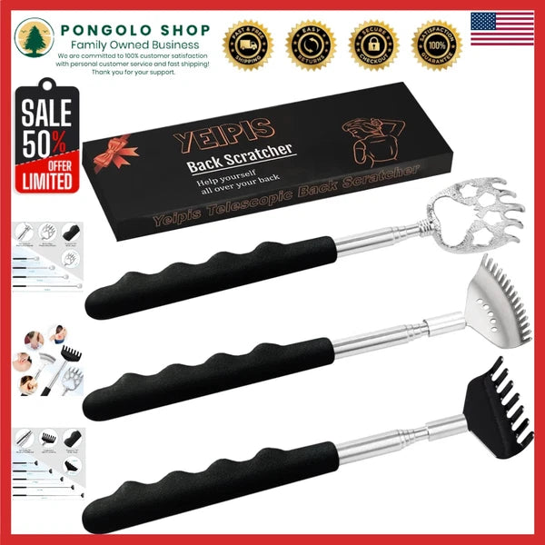 Durable Stainless Steel Back Scratcher Set - Ergonomic and Compact - Ideal Gifts