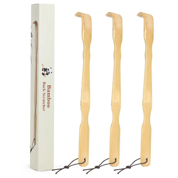 Bamboo Wood Back Scratcher with Long Handle for Back Scratching Itches, 3 Pack