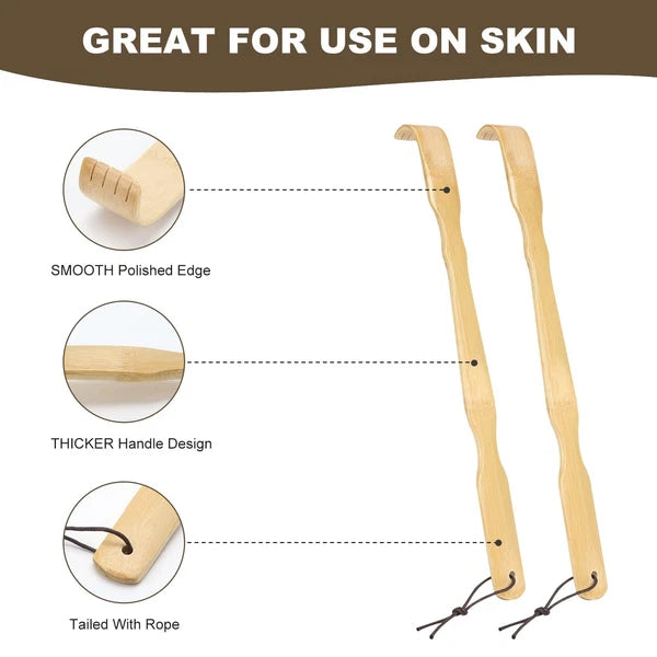 2 Pack Wooden Bamboo Back Scratcher, 17 Inch Long Handle Back Scratchers for ...
