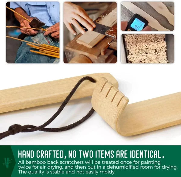 RENOOK Back Scratcher, 2 Pieces 16.5" Natural Strong Sturdy Bamboo