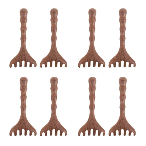 8 pcs Wooden Head Massager Comb Wide Tooth Gua Sha Tool Wood Hair Scratcher
