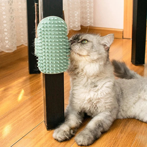 Funny Cat Toy Self-cleaning Scratcher Comb Grooming Brush Corner