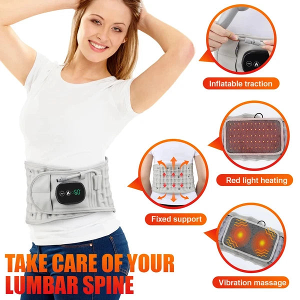 Inflatable Waist Heat Massager, Back Airbag Support Belt, Lumbar Protect Brace