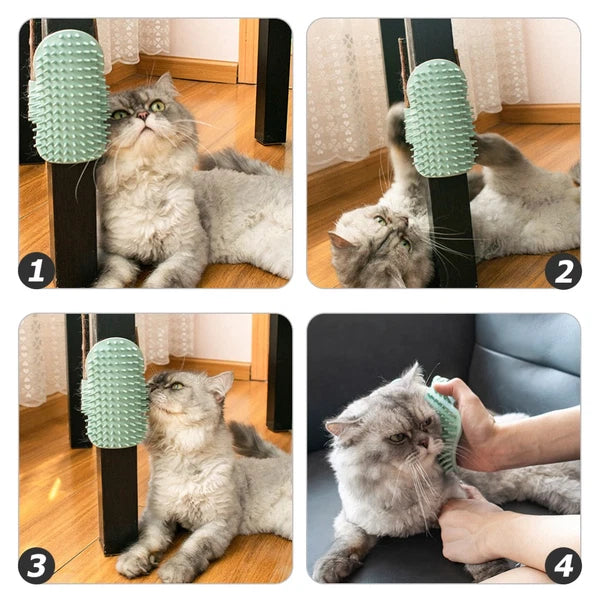 Funny Cat Toy Self-cleaning Scratcher Comb Grooming Brush Corner