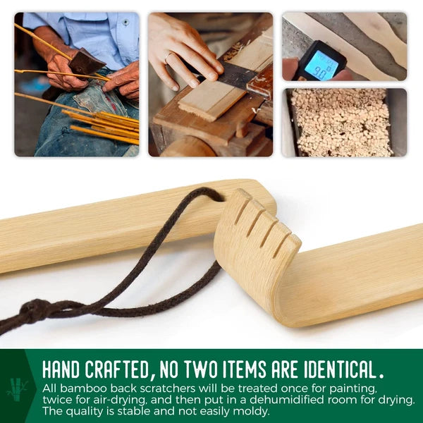 4x Rascador de espalda de madera de bambú, masajeador para aliviar la picazón