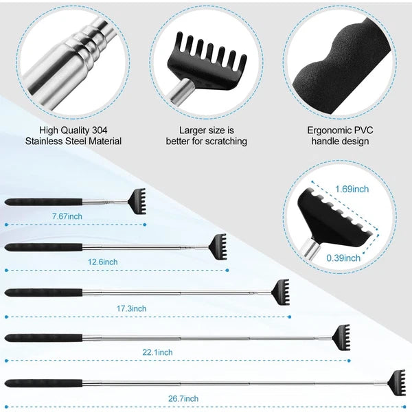 3 Pack Back Portable Metal Pack Scratcher Telescoping Scratchers with Extendabl