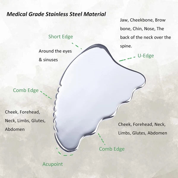 wuyaoyao Gua Sha Scraping Tool Stainless Steel Therapy Massage Tool Lymphatic...