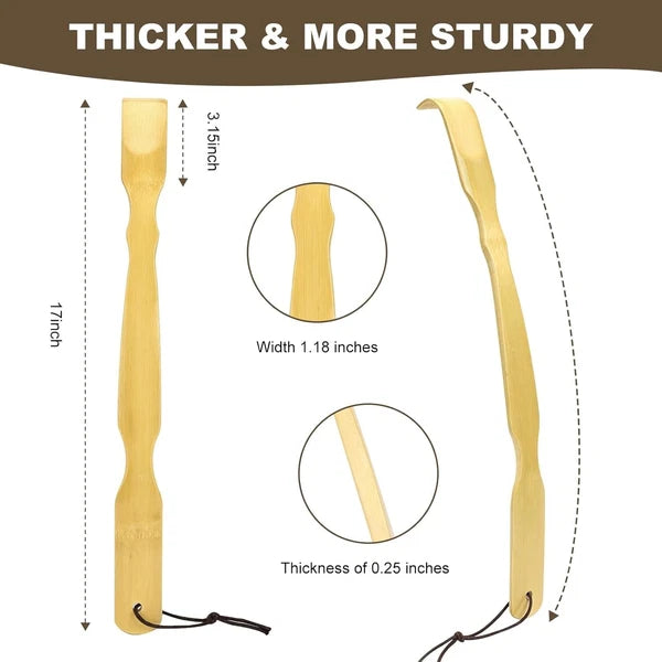 3 Pack Bamboo Back Scratchers with Long Curved Handle - Ideal for Relaxation