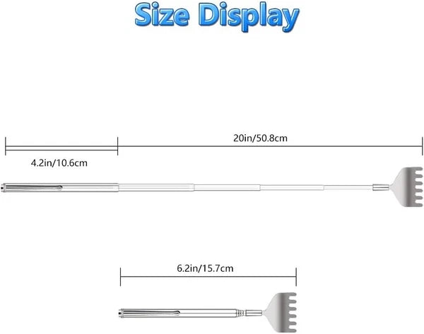 Extendable Back Scratcher for Men 3 Pack Portable Telescopic Metal Silver