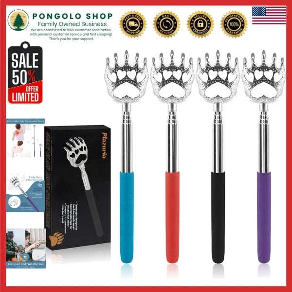 Vibrant 4-Pack Telescopic Back Scratchers – Effortless Itch Relief Anywhere