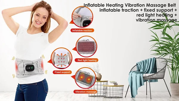 Inflatable Waist Heat Massager, Back Airbag Support Belt, Lumbar Protect Brace