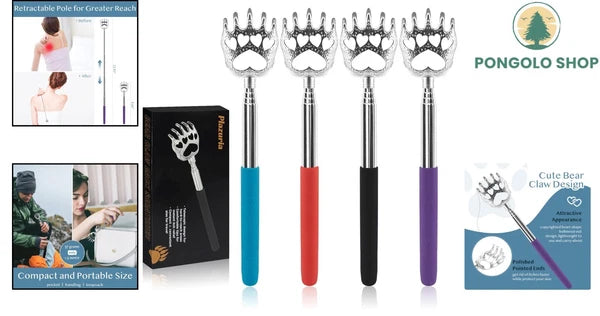 Vibrant 4-Pack Telescopic Back Scratchers – Effortless Itch Relief Anywhere