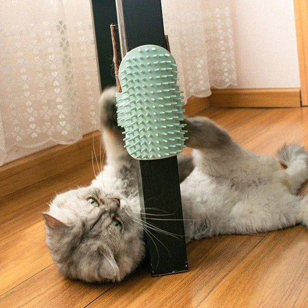 Funny Cat Toy Self-cleaning Scratcher Comb Grooming Brush Corner