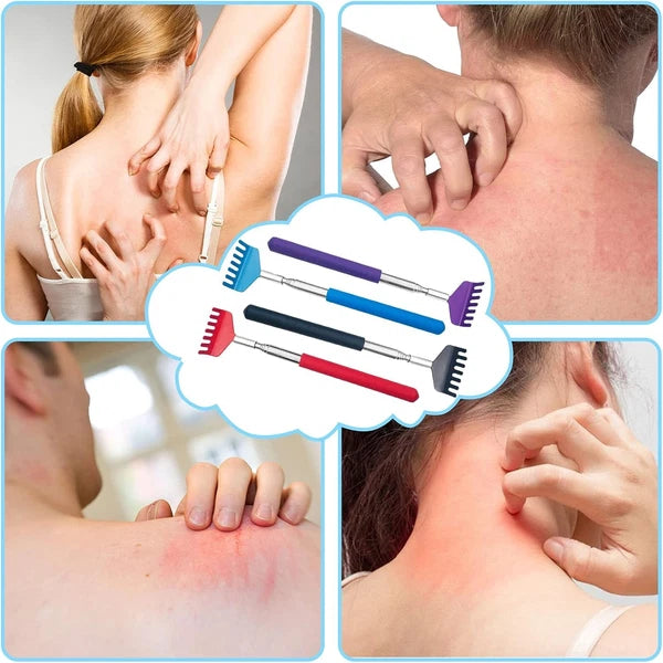 4Pcs Portable Extendable Back Scratcher,Telescoping Red Blue Purple Black