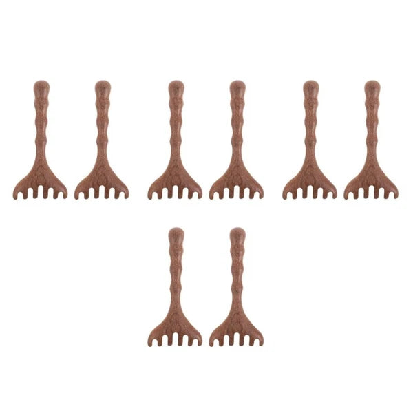 8 pcs Wooden Head Massager Comb Wide Tooth Gua Sha Tool Wood Hair Scratcher