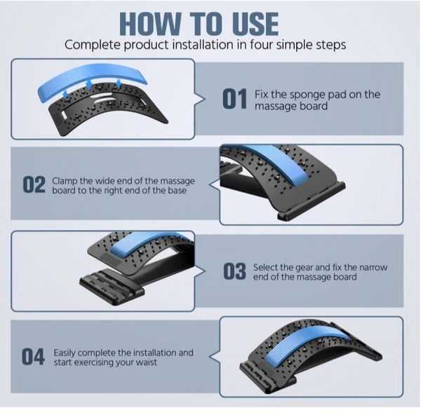 Multi - level back stretching device, three adujustable levels