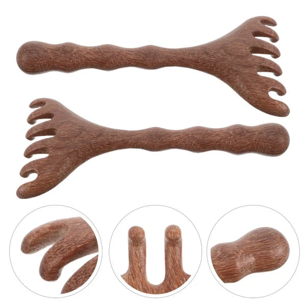 8 pcs Wide Tooth Head Massager Comb Wooden Gua Sha Tool Wood Hair Scratcher