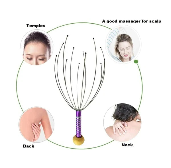 Head Scalp Massage Machine 12 Fingers Head Scratcher Manual for Pain And Relief
